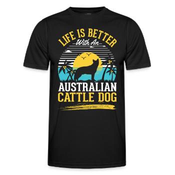 Das Leben ist besser mit Australien Cattle Dogs - Männer Funktions-T-Shirt - Schwarz - Vorne - AI Model Male 178 dark (178cm)