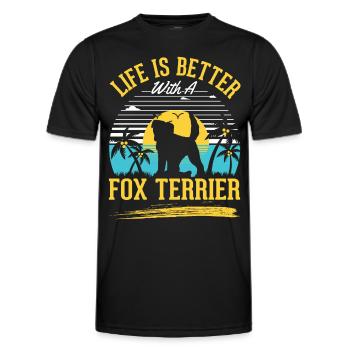 Das Leben ist besser mit einem Foxterrier - Männer Funktions-T-Shirt - Schwarz - Vorne - AI Model Male 178 dark (178cm)