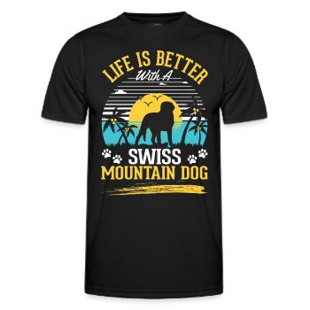 Life is better with a mountain dog - Men's Functional T-Shirt - black - Front - AI Model Male 178 dark (178cm)