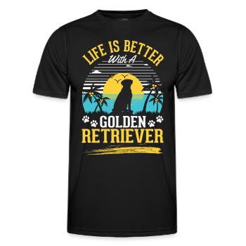 Das Leben ist besser mit einem Golden Retriever - Männer Funktions-T-Shirt - Schwarz - Vorne - AI Model Male 178 dark (178cm)
