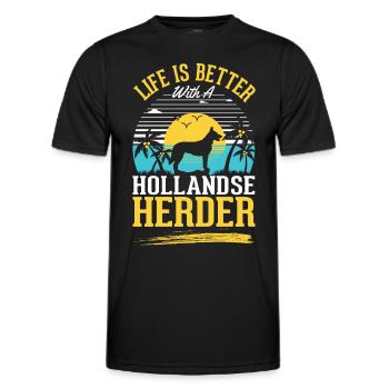 Das Leben ist ist mit einem Hollandse Herder - Männer Funktions-T-Shirt - Schwarz - Vorne - AI Model Male 178 dark (178cm)
