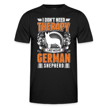 Thérapie du berger allemand - T-shirt sport Homme - noir - Devant - AI Model Male 178 dark (178cm)