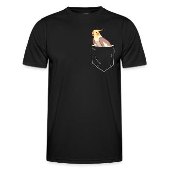 Wellensittich In Brusttasche - Männer Funktions-T-Shirt - Schwarz - Vorne - AI Model Male 178 dark (178cm)