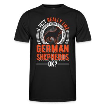 J’aime juste les bergers allemands - T-shirt sport Homme - noir - Devant - AI Model Male 178 dark (178cm)
