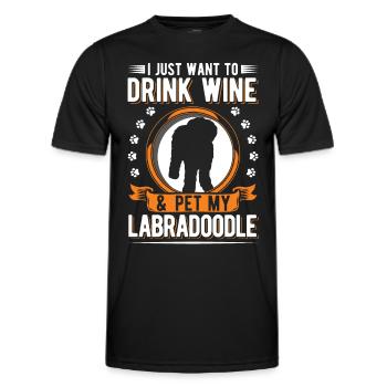 Labradoodle et vin - T-shirt sport Homme - noir - Devant - AI Model Male 178 dark (178cm)