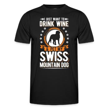 Bouvier suisse et vin - T-shirt sport Homme - noir - Devant - AI Model Male 178 dark (178cm)