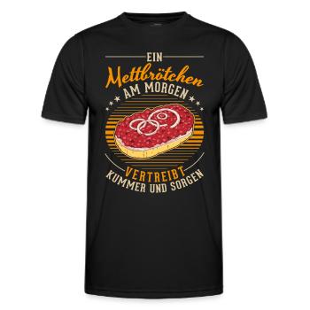 Mettbrötchen in the morning Mett Hackepeter - Men's Functional T-Shirt - black - Front - AI Model Male 178 dark (178cm)