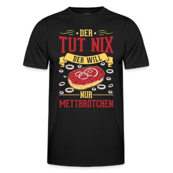 Der tut nix Der will nur Mettbrötchen Mett - Männer Funktions-T-Shirt - Schwarz - Vorne - AI Model Male 178 dark (178cm)
