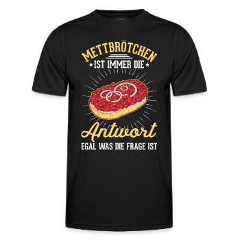 Mettbrötchen Mett Liebhaber Hackepeter - Männer Funktions-T-Shirt - Schwarz - Vorne - AI Model Male 178 dark (178cm)