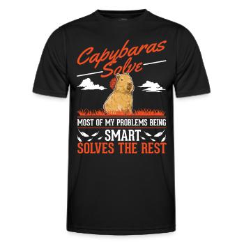Capybara Wasserschwein Capibara - Men's Functional T-Shirt - black - Front - AI Model Male 178 dark (178cm)