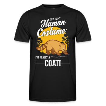Coati Human Costume Halloween Coati Proboscis Bear - Men's Functional T-Shirt - black - Front - AI Model Male 178 dark (178cm)