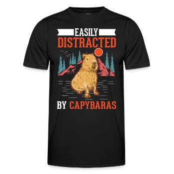 Easily distracted by Capybaras - Männer Funktions-T-Shirt - Schwarz - Vorne - AI Model Male 178 dark (178cm)