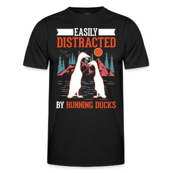 Easily distracted by Running Ducks Runner Duck - Men's Functional T-Shirt - black - Front - AI Model Male 178 dark (178cm)