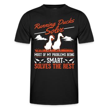 Indian Runner Duck Gift Running Duck - Men's Functional T-Shirt - black - Front - AI Model Male 178 dark (178cm)