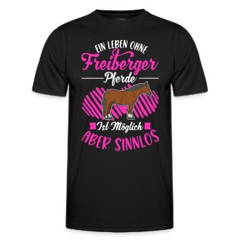 Ein Leben ohne Freiberger Pferde sinnlos - Männer Funktions-T-Shirt - Schwarz - Vorne - AI Model Male 178 dark (178cm)