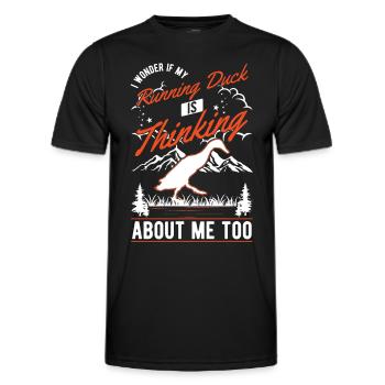 Indian Runner Duck Gift Bottle Duck - Men's Functional T-Shirt - black - Front - AI Model Male 178 dark (178cm)