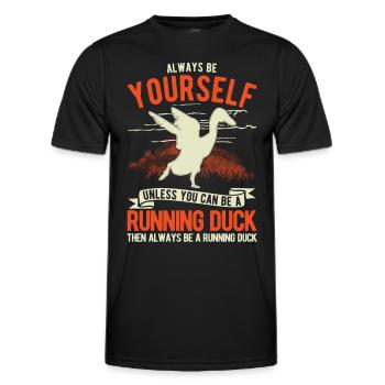 Indian Runner Duck Gift Running Duck - Men's Functional T-Shirt - black - Front - AI Model Male 178 dark (178cm)