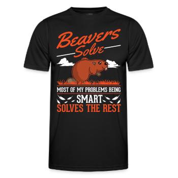 Biber Geschenk Biberdamm - Männer Funktions-T-Shirt - Schwarz - Vorne - AI Model Male 178 dark (178cm)