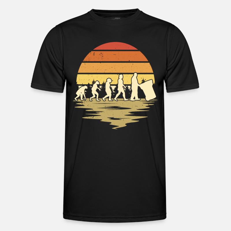 Müllmann Evolution Müllabfuhr Müllwagen - Männer Funktions-T-Shirt - Schwarz