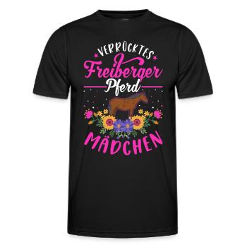 Verrücktes Freiberger Pferd Mädchen - Männer Funktions-T-Shirt - Schwarz - Vorne - AI Model Male 178 dark (178cm)