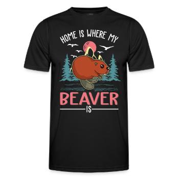 La maison, c’est là où mon castor est le barrage de castors - T-shirt sport Homme - noir - Devant - AI Model Male 178 dark (178cm)