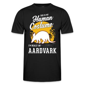 Erdferkel Human Costume Halloween Aardvark - Men's Functional T-Shirt - black - Front - AI Model Male 178 dark (178cm)
