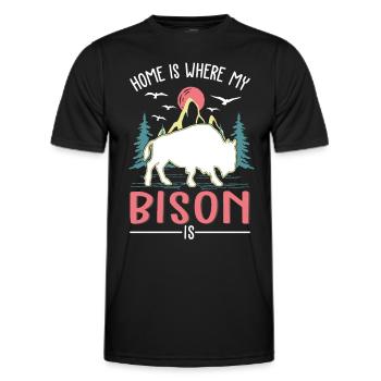 La maison est là où se trouve mon buffle - T-shirt sport Homme - noir - Devant - AI Model Male 178 dark (178cm)