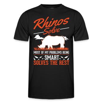 Rhino Gift Rhino Rhinoceros - Men's Functional T-Shirt - black - Front - AI Model Male 178 dark (178cm)