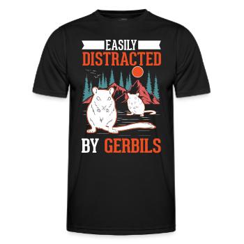 Facilement distrait par la gerbille de la Gerbille Rennratte - T-shirt sport Homme - noir - Devant - AI Model Male 178 dark (178cm)