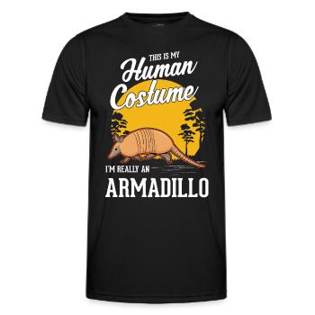 Armadillo Human Costume Gürteltier - Men's Functional T-Shirt - black - Front - AI Model Male 178 dark (178cm)