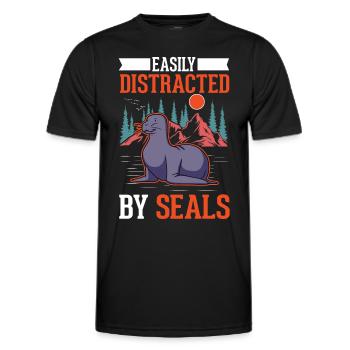 Easily distracted by Seal Robbe Seelöwe - Männer Funktions-T-Shirt - Schwarz - Vorne - AI Model Male 178 dark (178cm)
