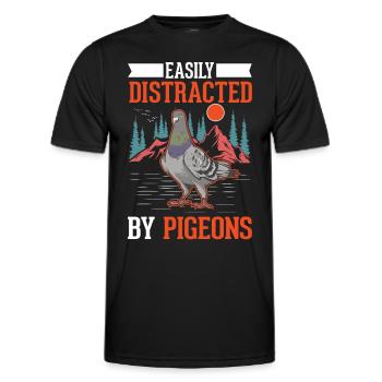 Pigeon, pigeon fancier, city pigeon, racing pigeon - Men's Functional T-Shirt - black - Front - AI Model Male 178 dark (178cm)