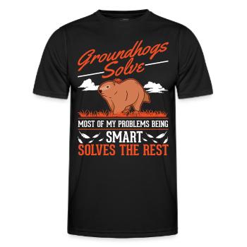 Murmeltier Groundhog Day Waldmurmeltier - Männer Funktions-T-Shirt - Schwarz - Vorne - AI Model Male 178 dark (178cm)
