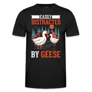 Easily distracted by Geese Goose Breeder Geese - Men's Functional T-Shirt - black - Front - AI Model Male 178 dark (178cm)