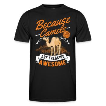 Because Camels are freaking awesome camel - Men's Functional T-Shirt - black - Front - AI Model Male 178 dark (178cm)