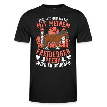 Freiberger Pferd - Männer Funktions-T-Shirt - Schwarz - Vorne - AI Model Male 178 dark (178cm)