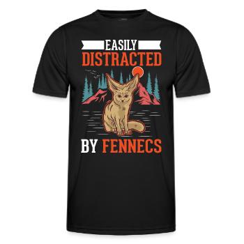 Easily distracted by Fennecs Fennek Wüstenfuchs - Männer Funktions-T-Shirt - Schwarz - Vorne - AI Model Male 178 dark (178cm)