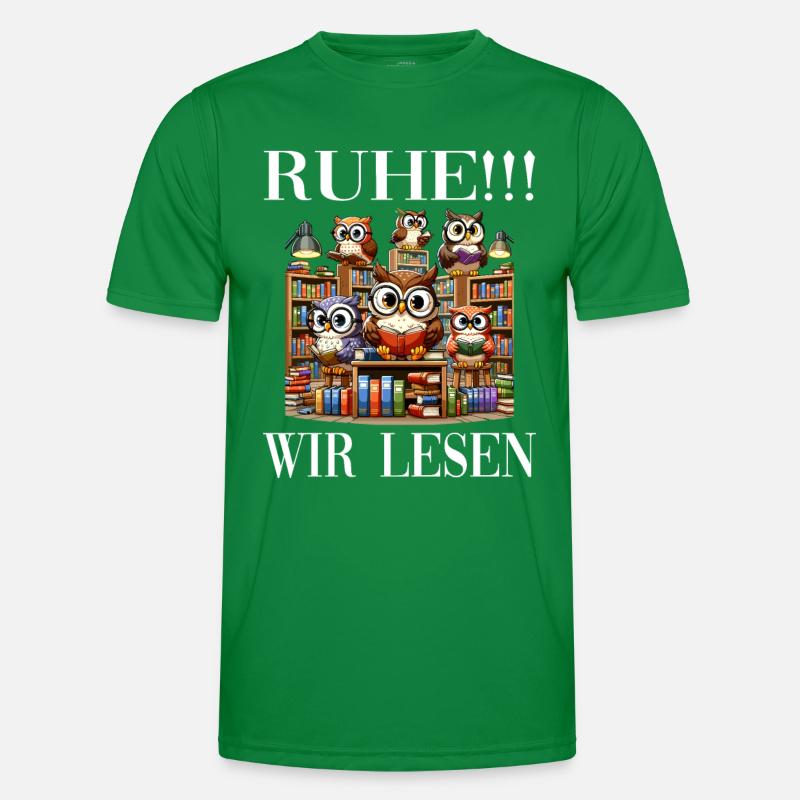 Ruhe Wir Lesen Eulen Männer Funktions-T-Shirt