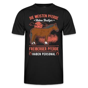 Freiberger Pferd Personal - Männer Funktions-T-Shirt - Schwarz - Vorne - AI Model Male 178 dark (178cm)