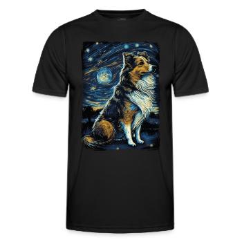 Shetland Shepherd Starry Night - Men's Functional T-Shirt - black - Front - AI Model Male 178 dark (178cm)
