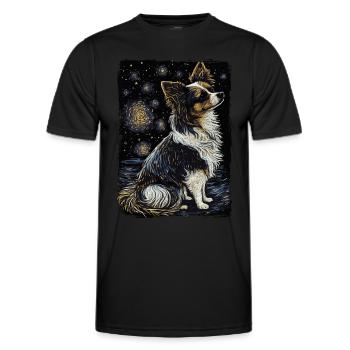Papillon-hund Sternennacht - Männer Funktions-T-Shirt - Schwarz - Vorne - AI Model Male 178 dark (178cm)