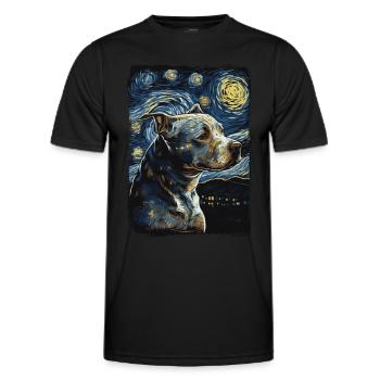 Pitbull dog starry night - Men's Functional T-Shirt - black - Front - AI Model Male 178 dark (178cm)