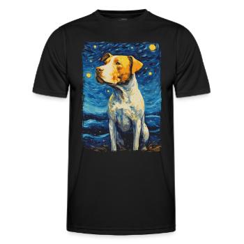 Pitbull Dog Starry Night - Men's Functional T-Shirt - black - Front - AI Model Male 178 dark (178cm)