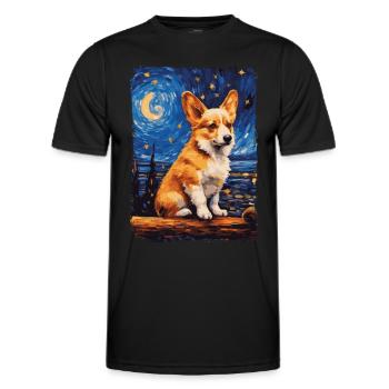 Corgi Starry Night - Männer Funktions-T-Shirt - Schwarz - Vorne - AI Model Male 178 dark (178cm)