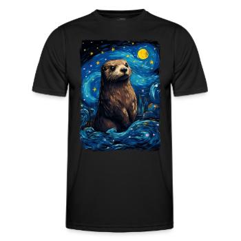Otter Starry Night - Männer Funktions-T-Shirt - Schwarz - Vorne - AI Model Male 178 dark (178cm)