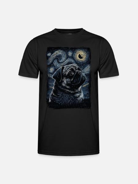 Mops Starry Night - Männer Funktions-T-Shirt - Schwarz