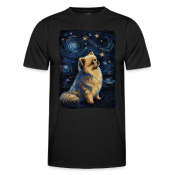 Zwergspitz Starry Night - Männer Funktions-T-Shirt - Schwarz - Vorne - AI Model Male 178 dark (178cm)