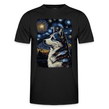 Husky Starry Night - Männer Funktions-T-Shirt - Schwarz - Vorne - AI Model Male 178 dark (178cm)