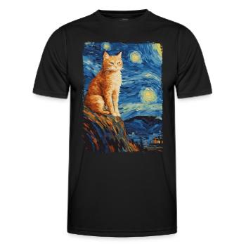 Cat Starry Night - Men's Functional T-Shirt - black - Front - AI Model Male 178 dark (178cm)