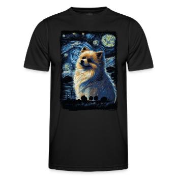 Zwergspitz Starry Night - Männer Funktions-T-Shirt - Schwarz - Vorne - AI Model Male 178 dark (178cm)